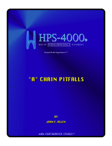 "A" CHAIN PITFALLS - HPS-4000