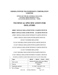 technical specification for isolators