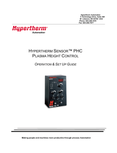 HYPERTHERM SENSOR™ PHC PLASMA HEIGHT CONTROL