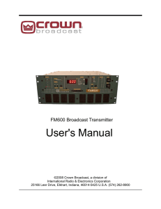 FM600 Manual - Crown Broadcast