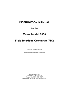INSTRUCTION MANUAL Varec Model 6850 Field Interface Converter