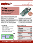 Features Specifications IEEE 802.15.4 Mote