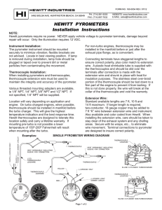 HEWITT PYROMETERS Installation Instructions