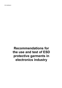 Recommendations for the use and test of ESD protective garments
