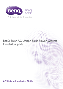 BenQ Solar AC Unison Solar Power Systems Installation guide