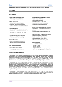 25D80 8 Megabit Serial Flash Memory with 4Kbytes Uniform Sector