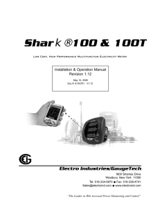 e Shar k®100 &amp; 100T Electro Industries/GaugeTech Installation &amp; Operation Manual
