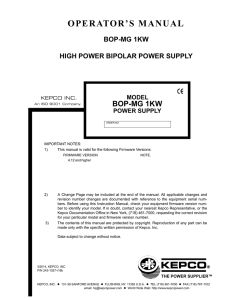 OPERATOR’S MANUAL BOP-MG 1KW HIGH POWER BIPOLAR POWER SUPPLY MODEL