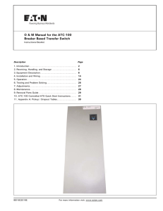 O &amp; M Manual for the ATC-100 Breaker Based Transfer Switch Description Page