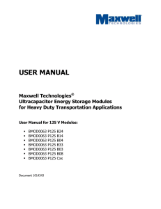 USER MANUAL Maxwell Technologies Ultracapacitor Energy Storage Modules