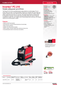 Invertec PC-210 ® Portable cutting power up to 8/10 mm