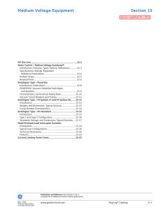 Medium Voltage Equipment Section 15 Section Updated 04 / 2011