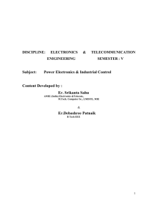 Subject: Power Electronics &amp; Industrial Control Content Developed by :