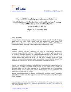 Beeswax (E 901) as a glazing agent and as carrier... Scientific Opinion of the Panel on Food additives, Flavourings, Processing