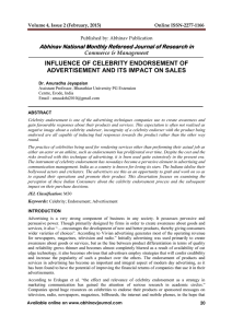 influence of celebrity endorsement of advertisement and