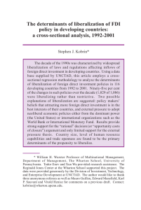 The determinants of liberalization of FDI policy in developing countries