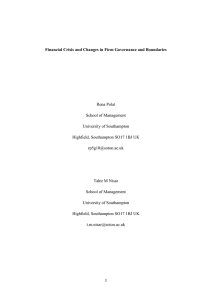 Financial Crisis and Changes in Firm Governance and Boundaries