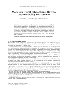 Monetary–Fiscal Interactions: How to Improve Policy Outcomes?* Jan Libich, James Savage