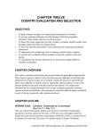 CHAPTER TWELVE COUNTRY EVALUATION AND SELECTION OBJECTIVES