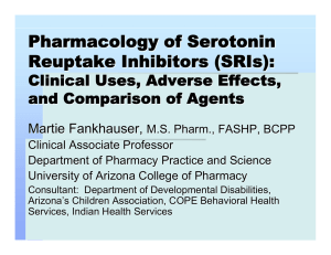 Pharmacology of Serotonin Reuptake Inhibitors (SRIs):