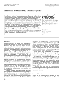 Immediate hypersensitivity to cephalosporins