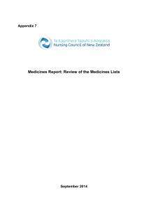 Medicines Report: Review of the Medicines Lists