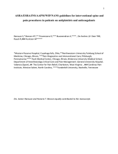 Pain Anticoagulation Guidelines
