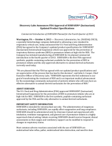 (lucinactant) Updated Product Specifications