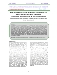 phytopharmacological aspects of chlorophytum borivilianum