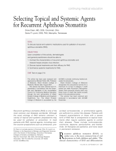 Selecting Topical and Systemic Agents for Recurrent Aphthous