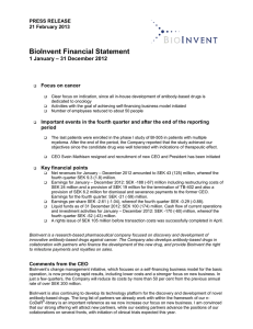 BioInvent Financial Statement
