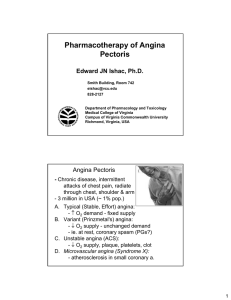 Pharmacotherapy of Angina Pectoris