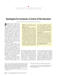 Quetiapine for insomnia: A review of the literature