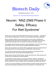 Biotech Daily Neuren: ‘NNZ-2566 Phase II Safety, Efficacy For Rett Syndrome’
