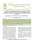 International Journal of Pharmaceutical Research & Analysis