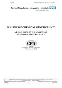 willink biochemical genetics unit - Manchester Centre for Genomic