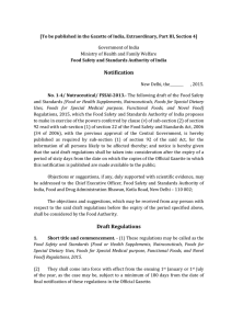 Draft Regulation on Nutraceuticals
