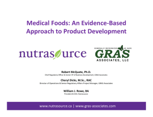 Medical Foods: An Evidence-Based Approach to Product