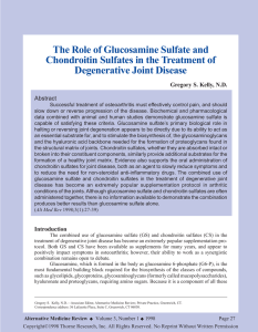 The Role of Glucosamine Sulfate and Chondroitin Sulfates in the