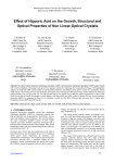 Effect of Hippuric Acid on the Growth, Structural and Optical