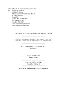 Filed on behalf of: Mylan Pharmaceuticals Inc. By: Steven W