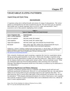 Chapter 17 VEGETARIAN EATING PATTERNS