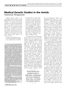 Medical genetic studies in the Amish: Historical perspective