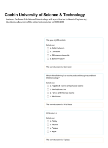 Questions & Answer keys Test 2 Genetic engg.