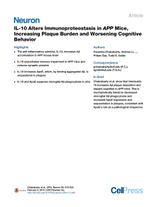 IL-10 Alters Immunoproteostasis in APP Mice, Increasing Plaque