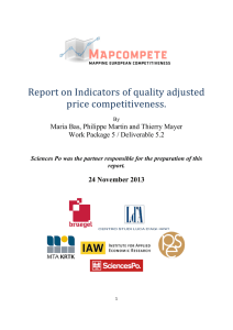 Indicators of quality adjusted price competitiveness
