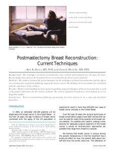 Postmastectomy Breast Reconstruction: Current Techniques