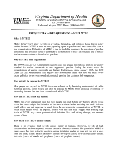 Virginia Department of Health FREQUENTLY ASKED QUESTIONS ABOUT MTBE