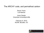 The ARCHY code, and permafrost carbon