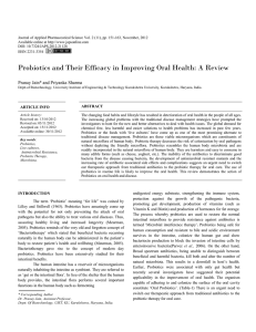 Probiotics and Their Efficacy in Improving Oral Health: A Review